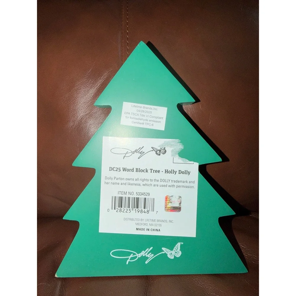 Dolly Parton Holly Dolly Christmas Wood Block Tree Tabletop Decor Sign